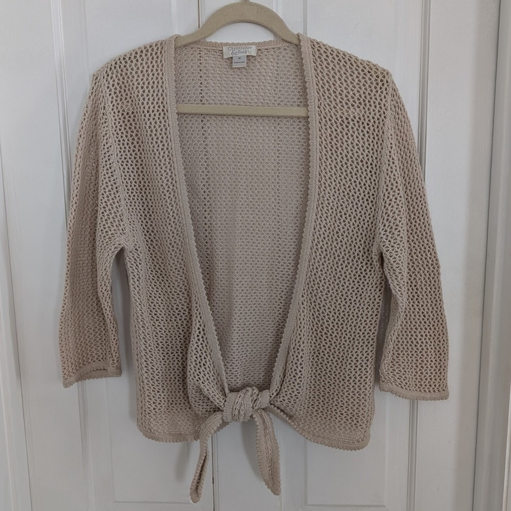Christopher & Bank Crochet Cardigan Sweater MEDIUM Indie Boho Granola Front Tie‎